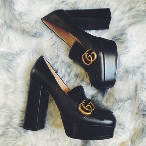 Gucci Black Marmont Platform Pumps Heels